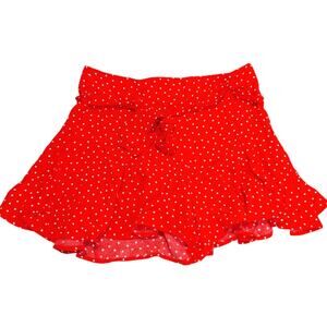 ZARA Mini Skort Skirt Sailor Polka Dots Bow Belt Flared High Rise Womens Medium